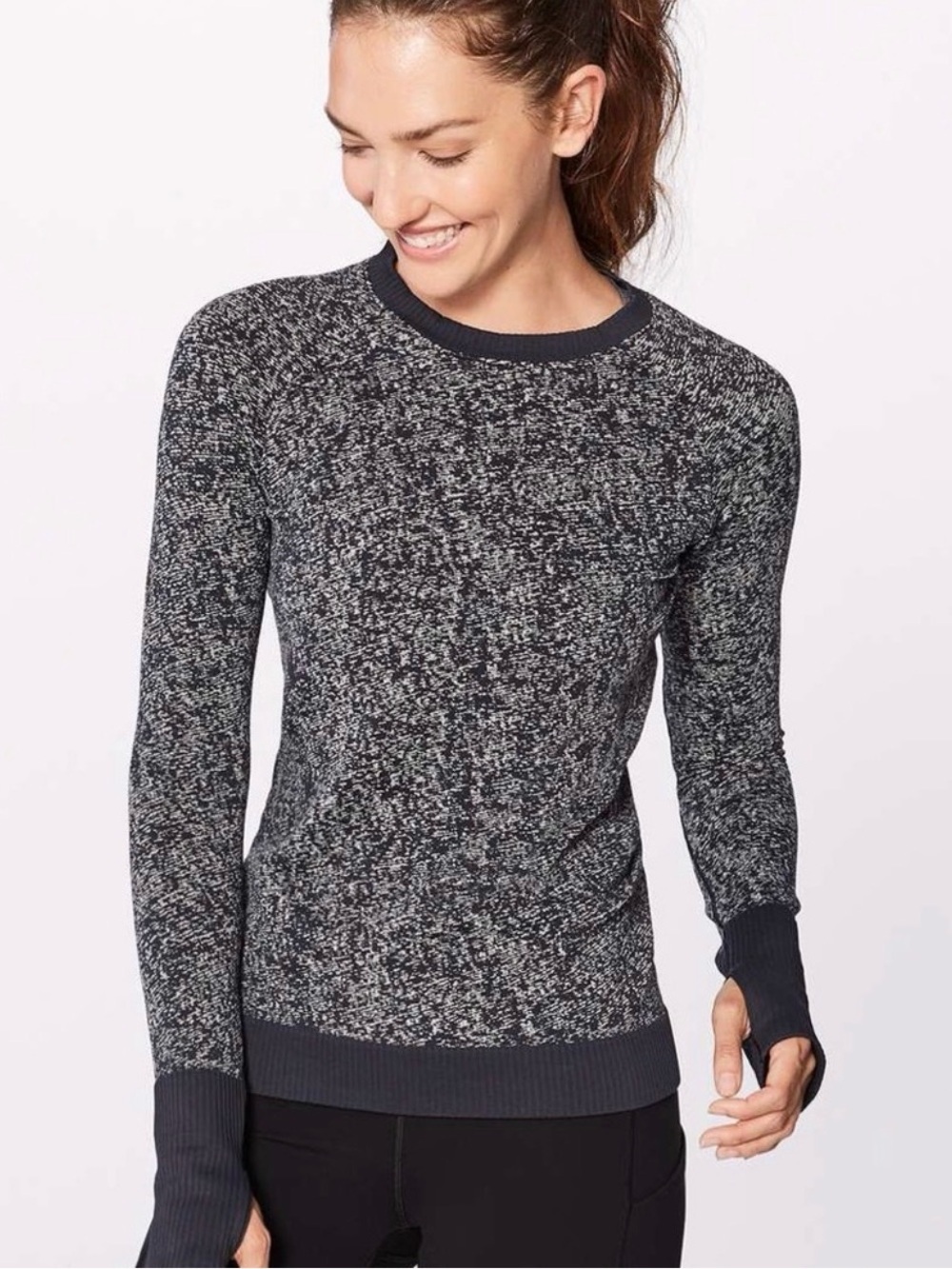 LULULEMON Rest Less Pullover Long Sleeve Black White Size 6